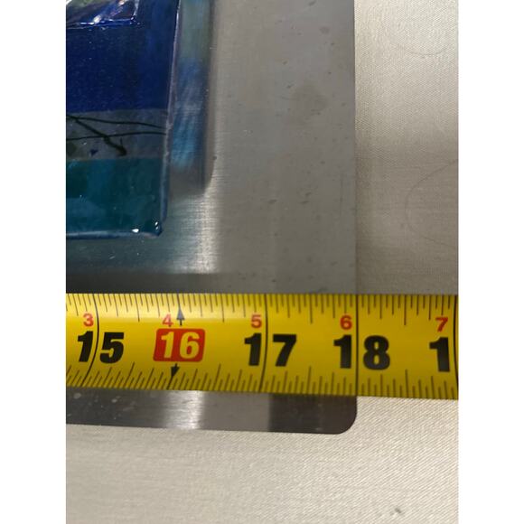 Modern Glass Fusion Original Handmade by Artist 18x10” Art Glass Stainless Steel - Picture 8 of 9